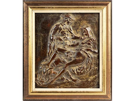 Bronzeplatte mit erotischer Darstellung